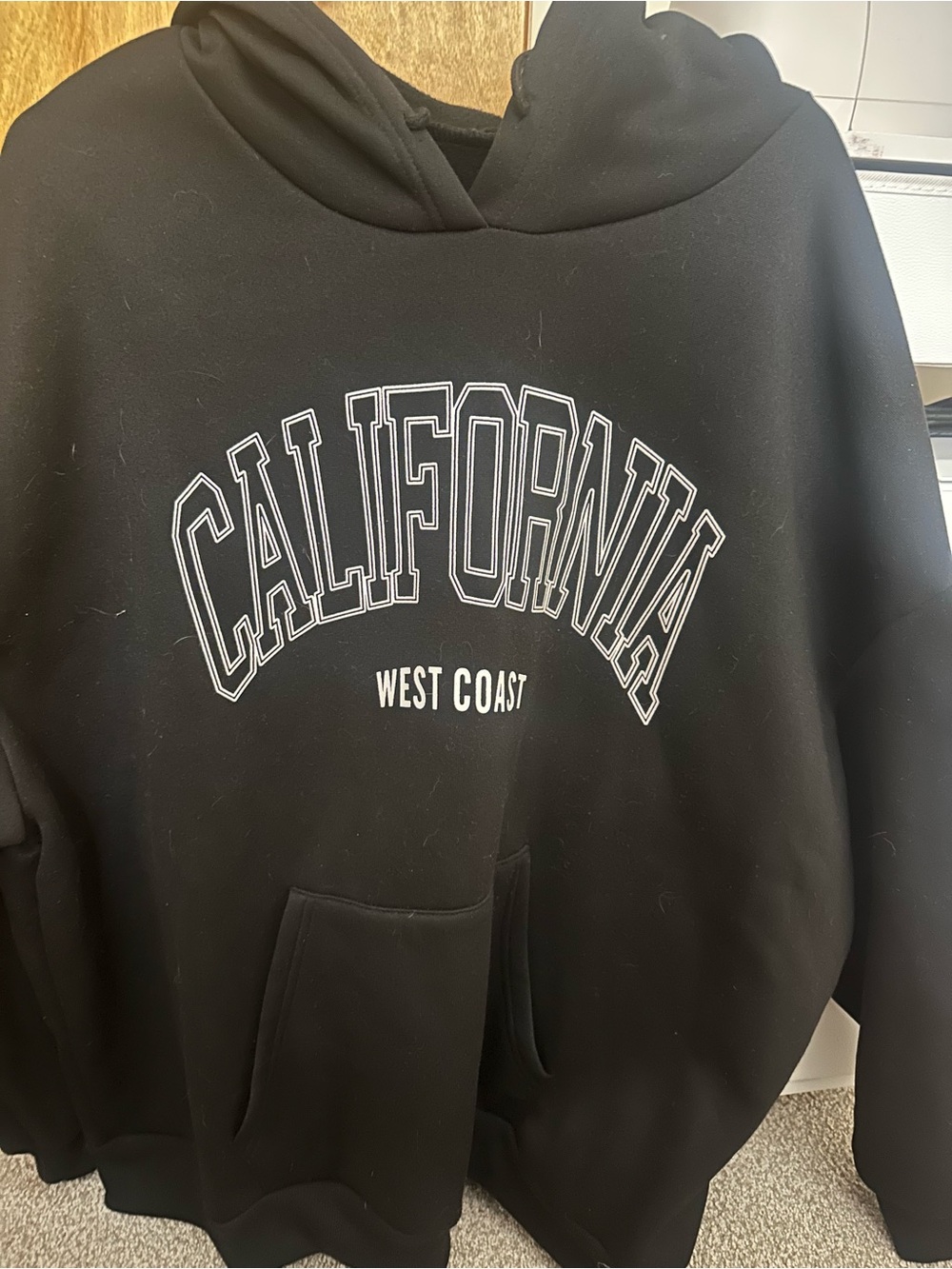 SHEIN Black 'California' Graphic Pullover Hoodie